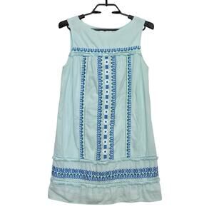 Vineyard Vines Embroidered Shift Dress Size 6 Womens Blue Sleeveless